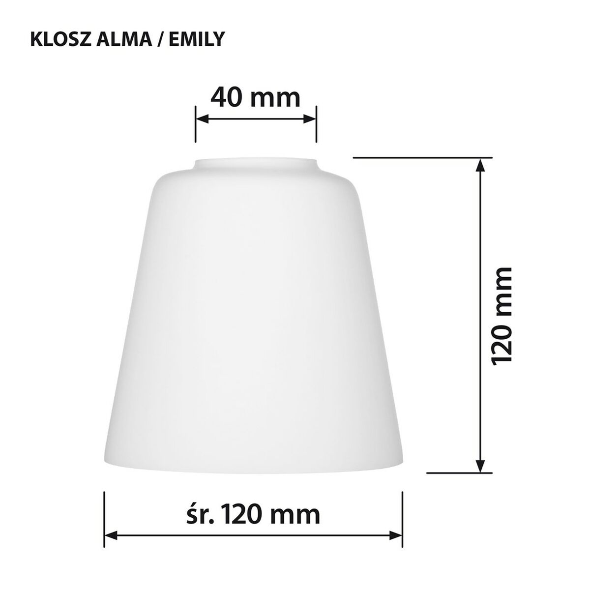 lambivari Activejet klosz EMILY Valge Klaas 12 cm